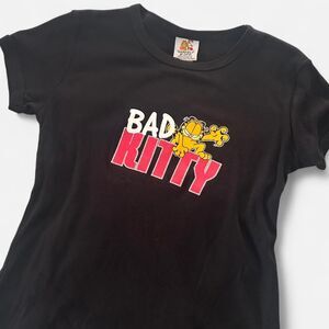 Bad kitty Garfield cat black y2k graphic center tshirt size large